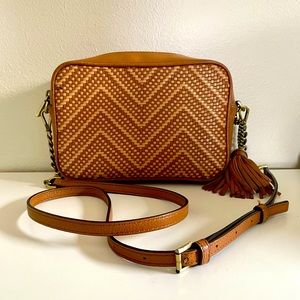 Michael Kors Brown Leather Chevron Pattern Crossbody Purse